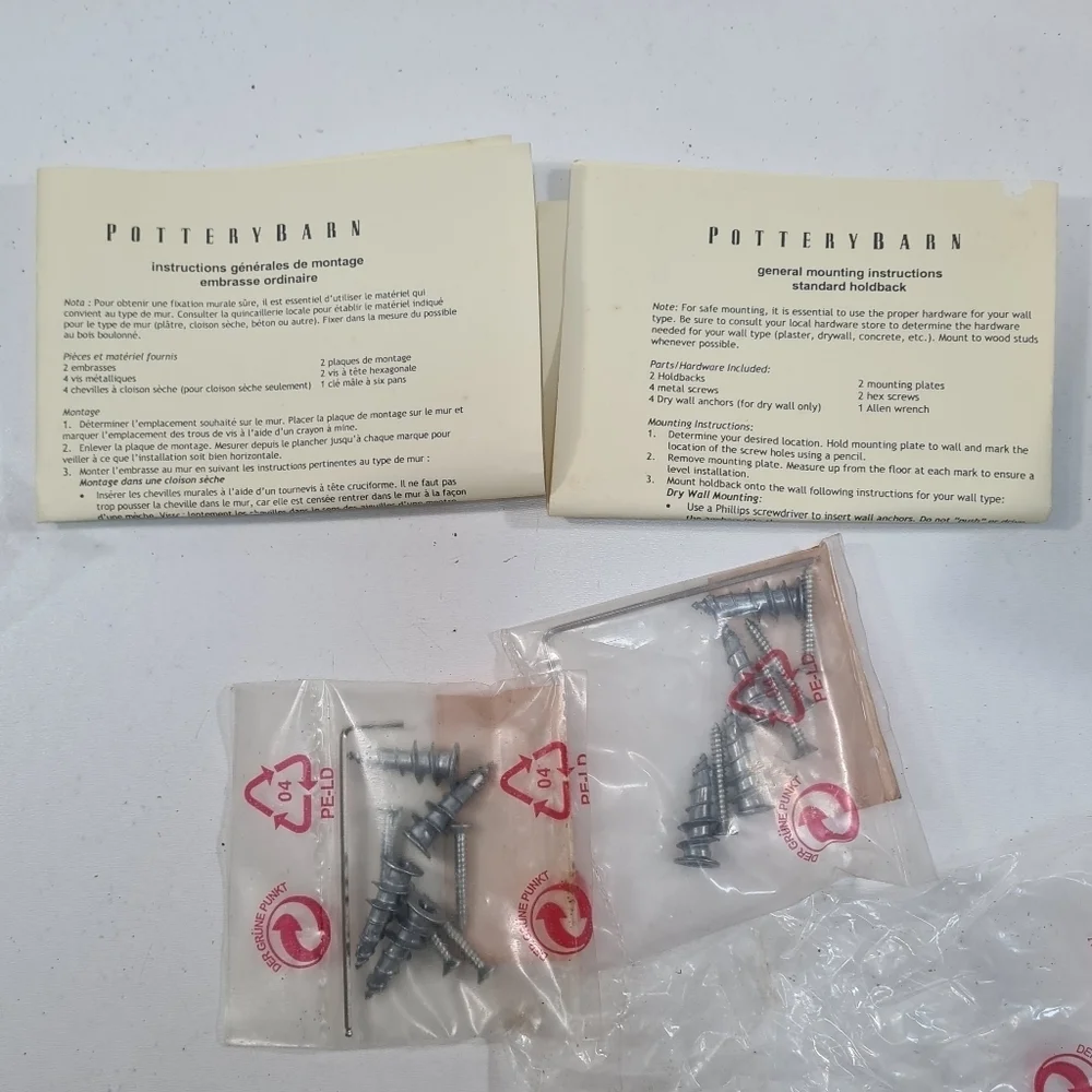 Pottery Barn Standard Holdbacks Pewter Finish Curtain Hooks 2 Sets Of 2